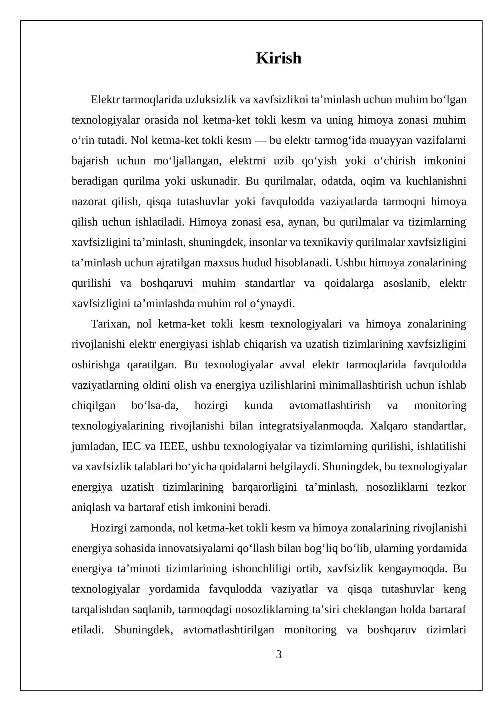 NOL KETMA -KET TOKLI KESM VA UNING HIMOYA ZONASI 3