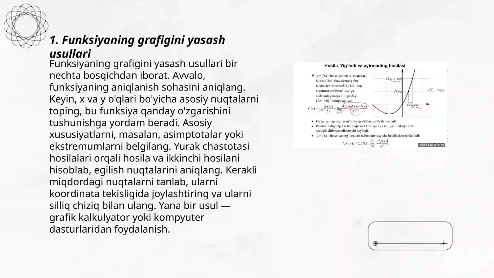 Funksiyaning grafigini yasash usullari 3