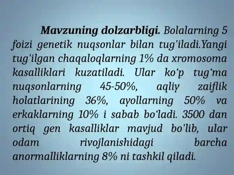 Odamdagi gen kasalliklari 3