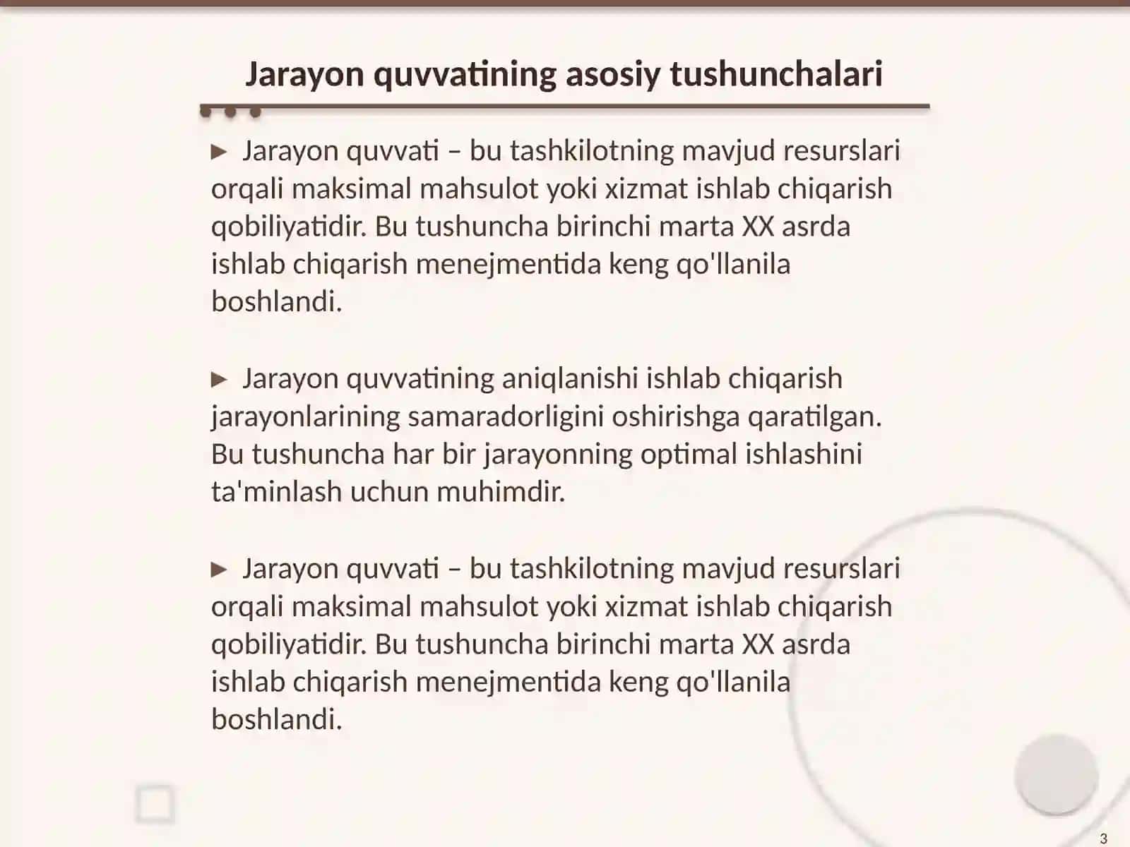 Jarayon quvvatini aniqlash va undan foydalanish 3
