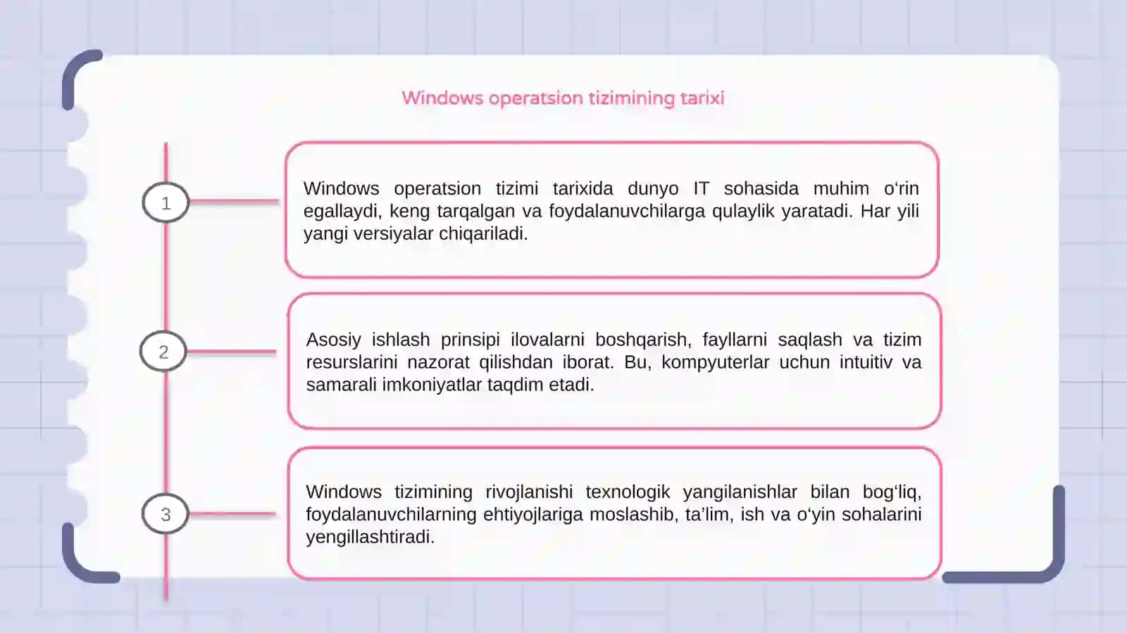 Windows operatsion tizimi tarixi va unda ishlash asoslari 3