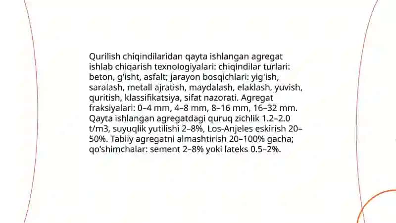 Qurilish chiqindilaridan qayta ishlangan agregat ishlab chiqarish texnologiyalari 3