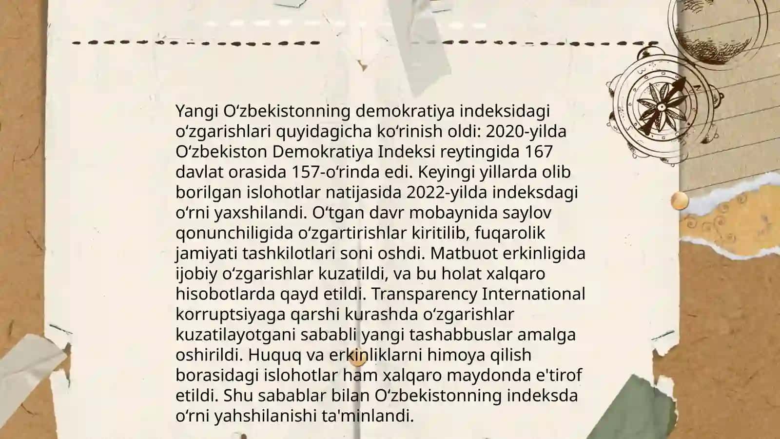 Yangi O‘zbekiston ijtimoiy-siyosiy, iqtisodiy va madaniy hayotida ro‘y berayotgan o‘zgarishlarning xalqaro reyting va indekslarda aks etishi 3