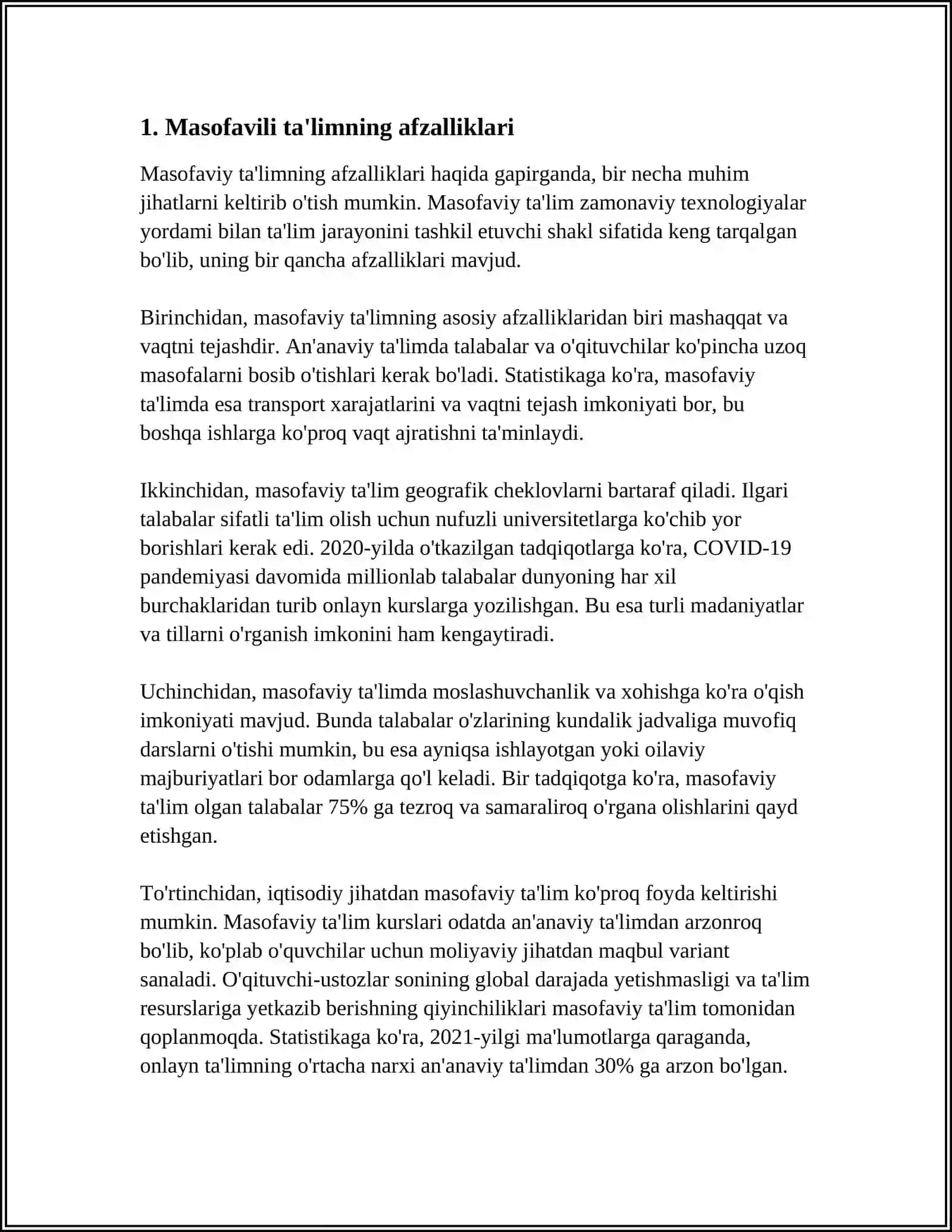 MUSTAQIL ISH Mavzu: MASOFALI TA'LIM TEXNOLOGIYALARIDAN FOYDALANISH 3
