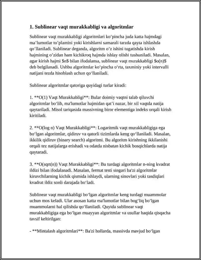 SUBLINEAR VAQT MURAKKABLIK 3