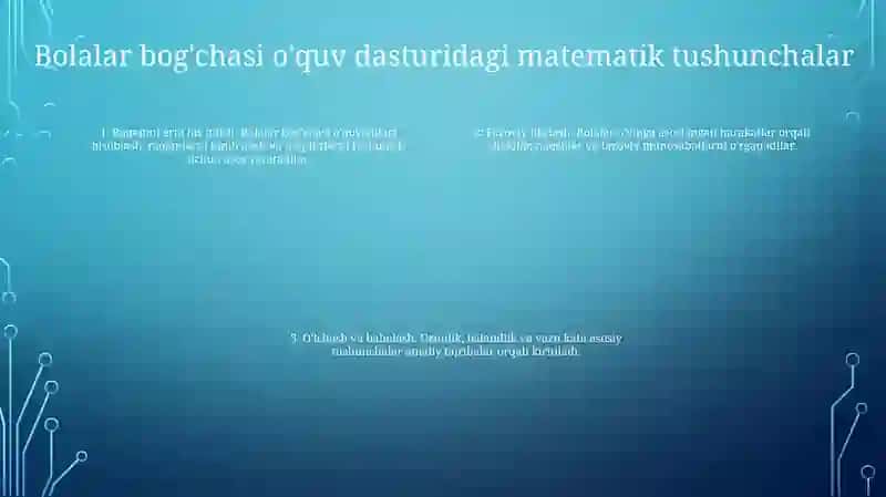 Bolalar Boĝchalarida Matematika Mashĝulotlarining Òziga Xox Xususiyatlari 3