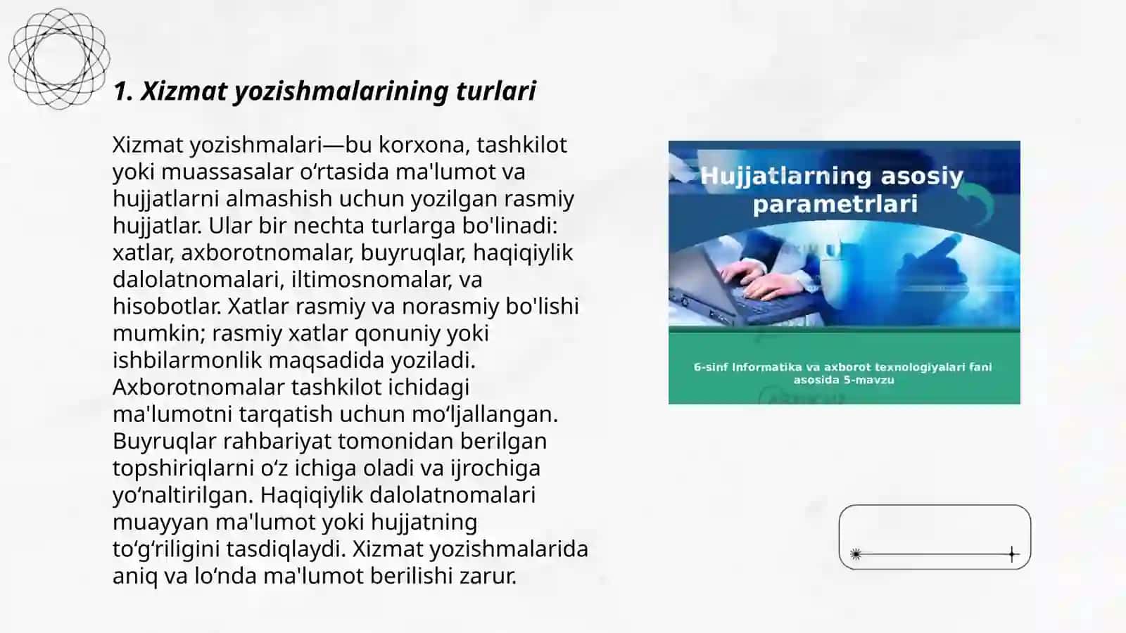 Xizmat yozishmalari bilan ishlash texnologiyalari 3