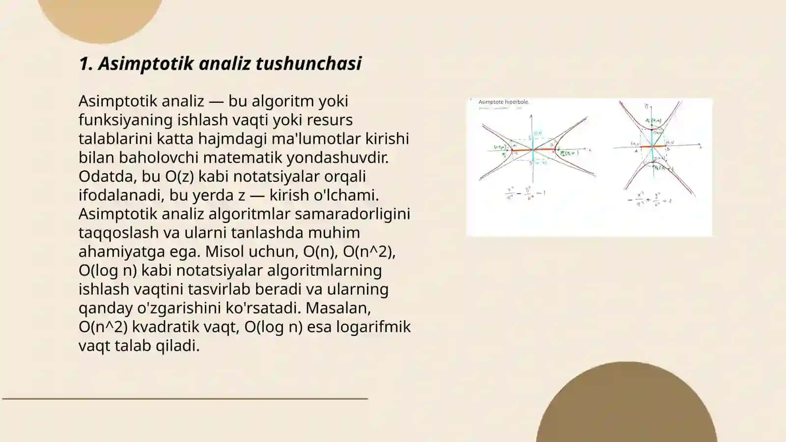 Asimptotik yo`nalishlar. Urinma va asimptotalar 3