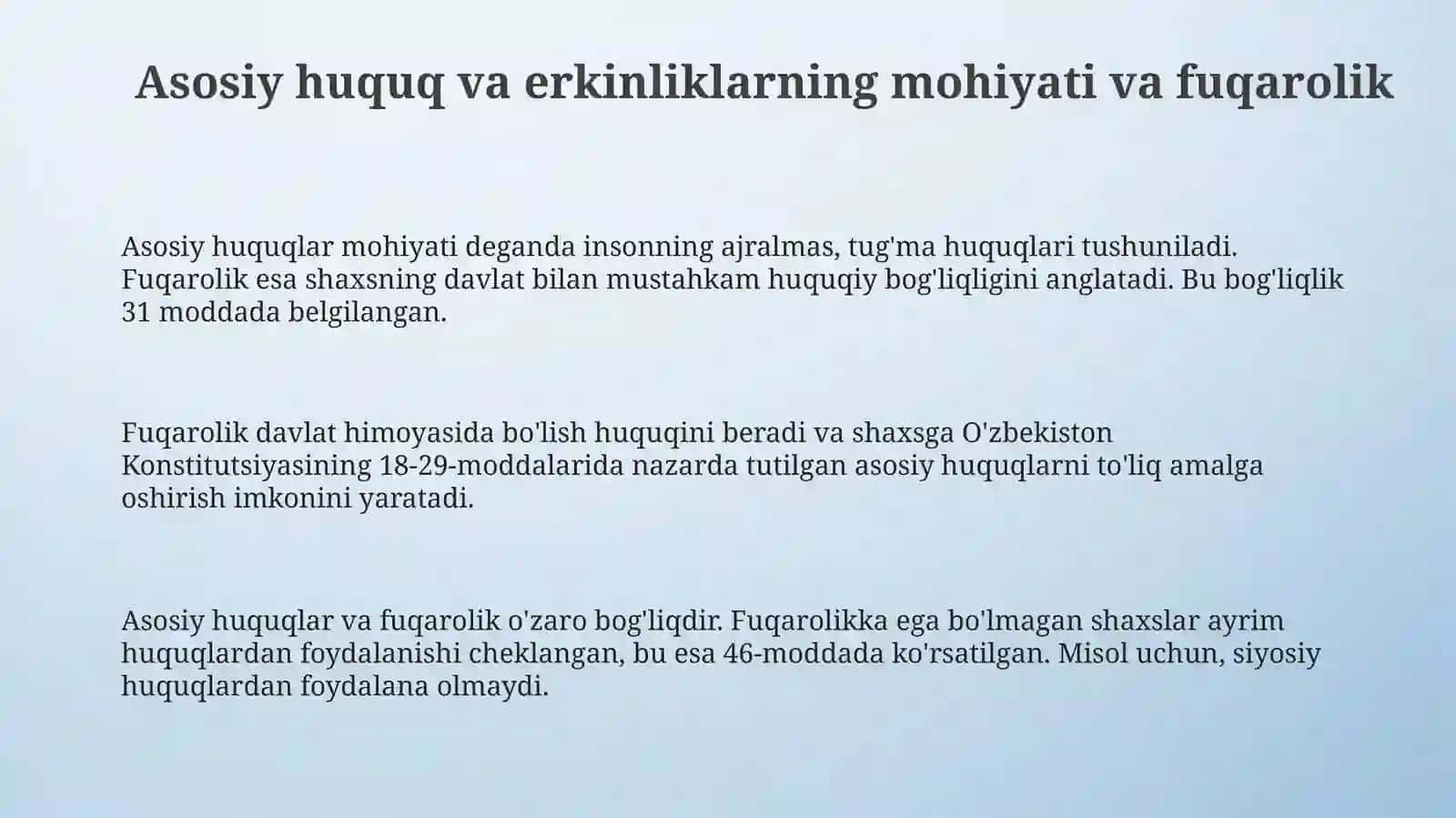 Inson va fuqarolarning asosiy huquqlari erkinliklari va burchlari 3