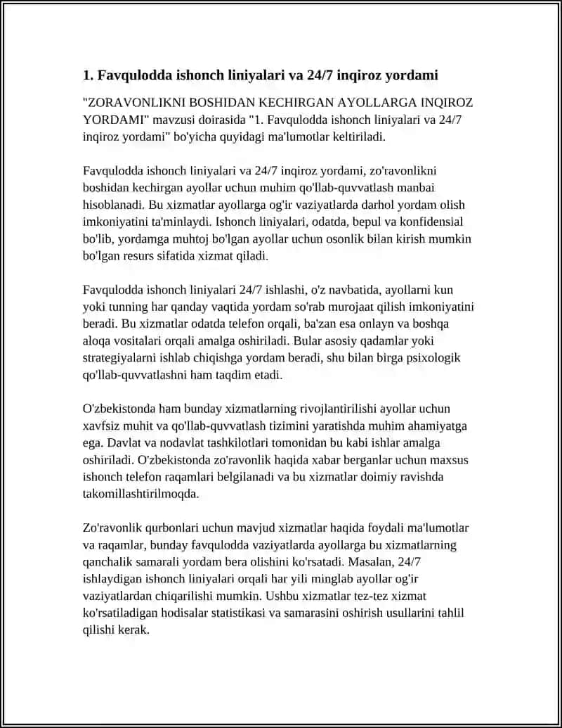 ZORAVONLIKNI BOSHIDAN KECHIRGAN AYOLLARGA INQIROZ YORDAMI 3