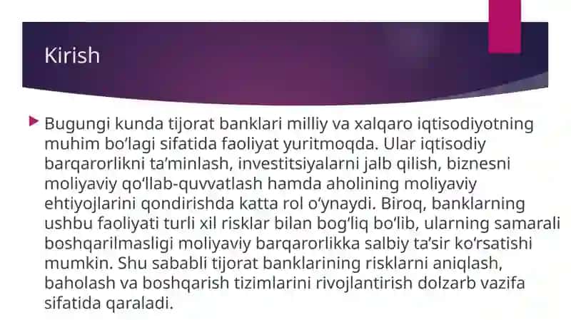 Tijorat banklari risklari va ularni boshqarish amaliyoti 3