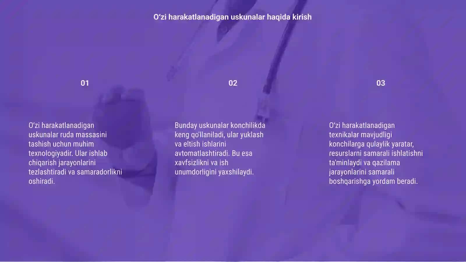 Oʻzi harakatlanadigan uskunalar yordamida ruda massasini yuklash va eltish 3