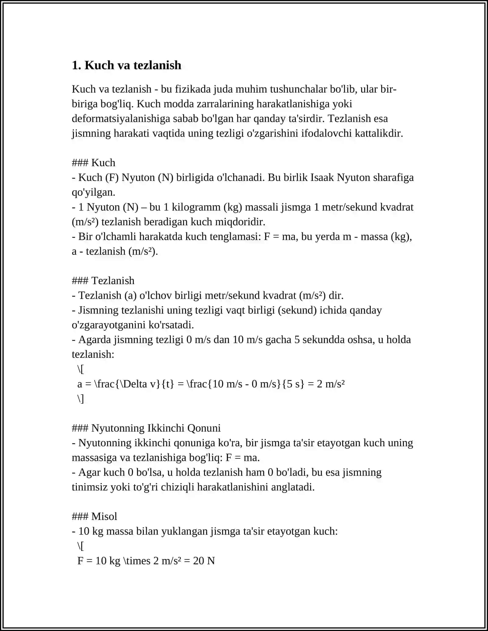 NYUTONNING IKKINCHI QONUNI 3