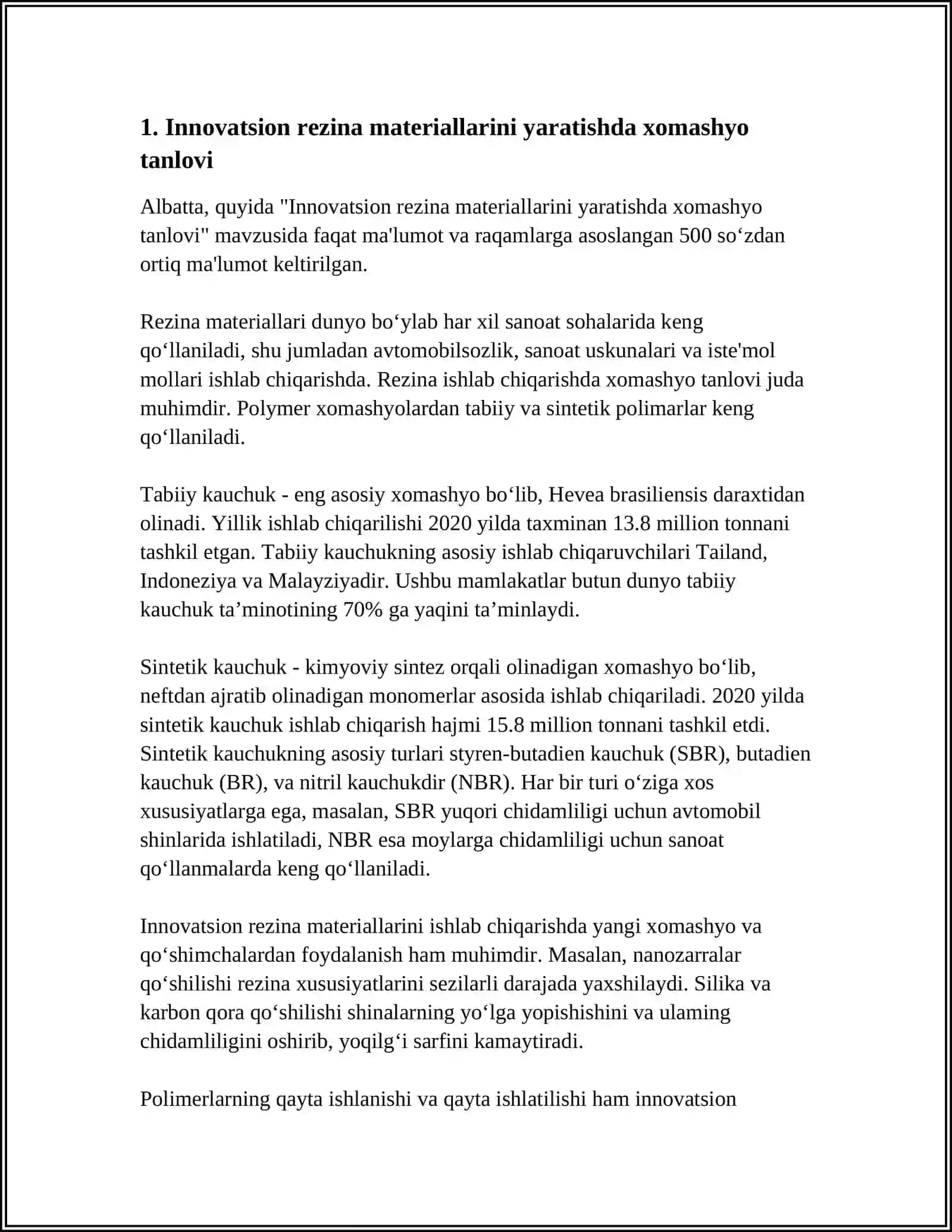 INNOVATSION REZINA MATERIALLARINI OLISH 3