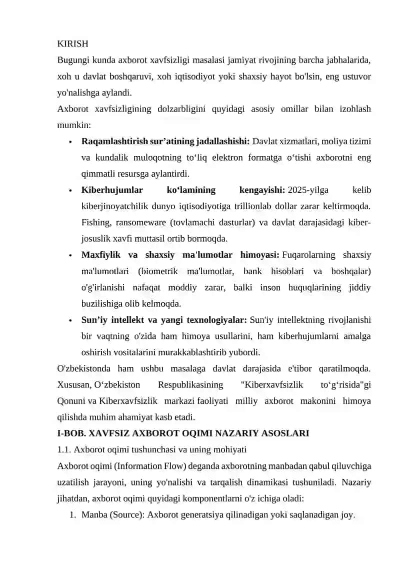 Xavfsiz axborot oqimining panjara modeli. 3