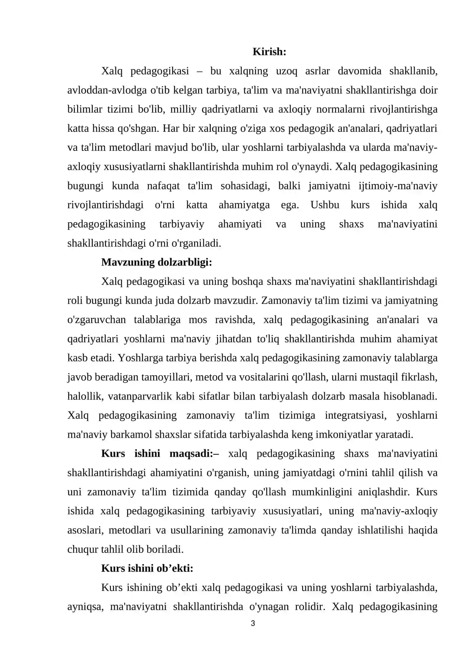 Xalq pedagogikasi va uning boshqa shaxs mna’naviyatini shakllantirishdagi roli 3