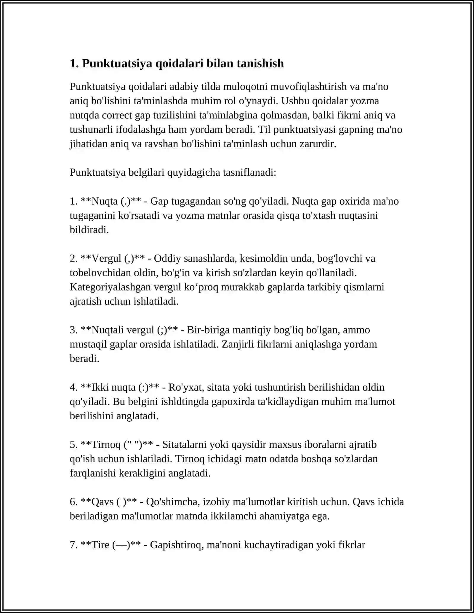 PUNKTUATSION TAHLIL KO‘RINISHIDAGI YOZMA ISHLARNI BAJARISH 3