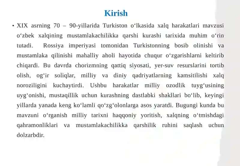XIX asr Turkiston o‘lkasi xalq harakatlari 3