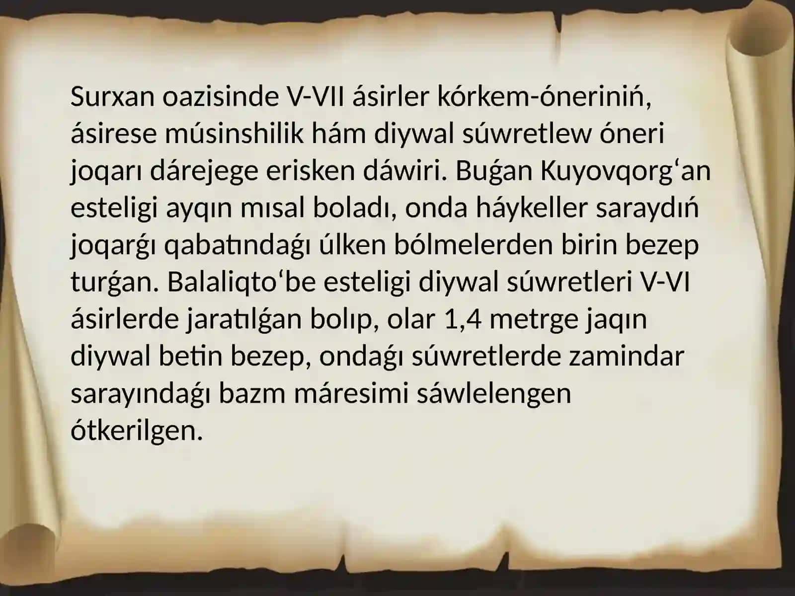 Orta Aziya arxeologiyasi paninen oʻzbetinshe slayd jumisi 3