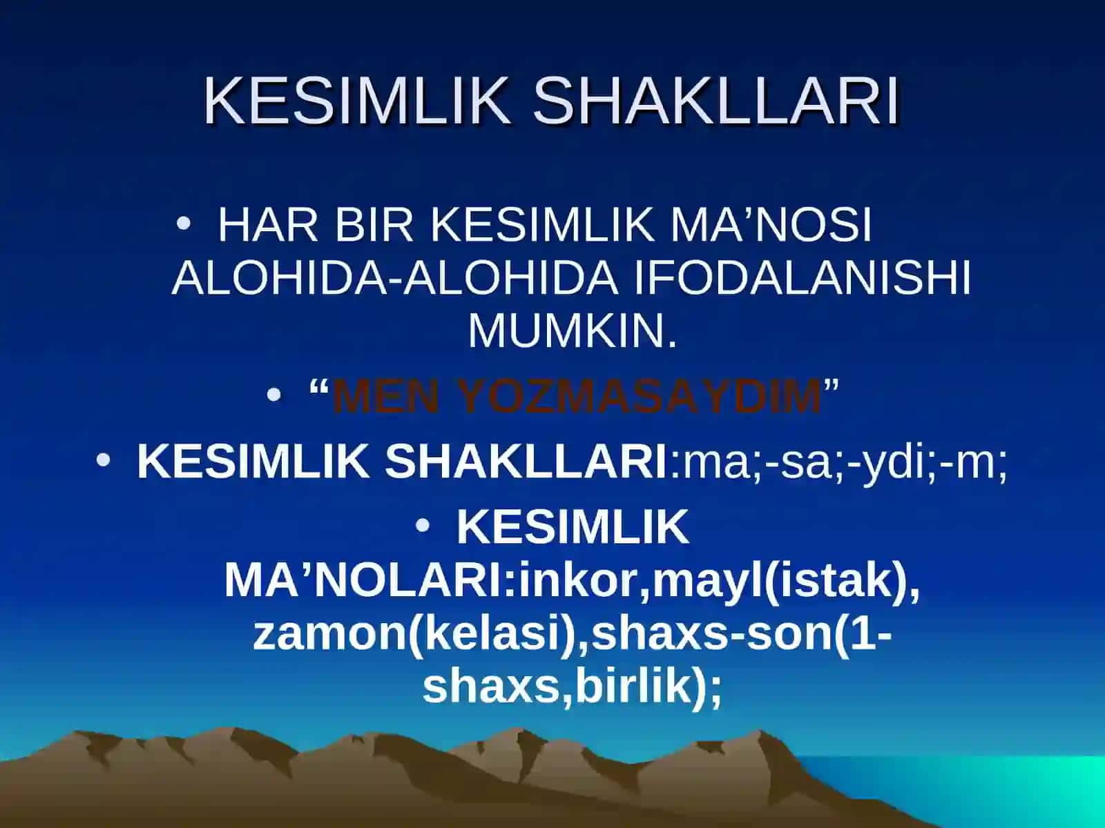 ONA TILI VA ADABIYOT FANI O’QITUVCHISIHUDOYBERDIYEVA NAZIRAXONNINGKESIM VA UNING IFODALANISHI MAVZUSIGA TAYYORLAGAN VIDEO DARS ISHLANMASI 3