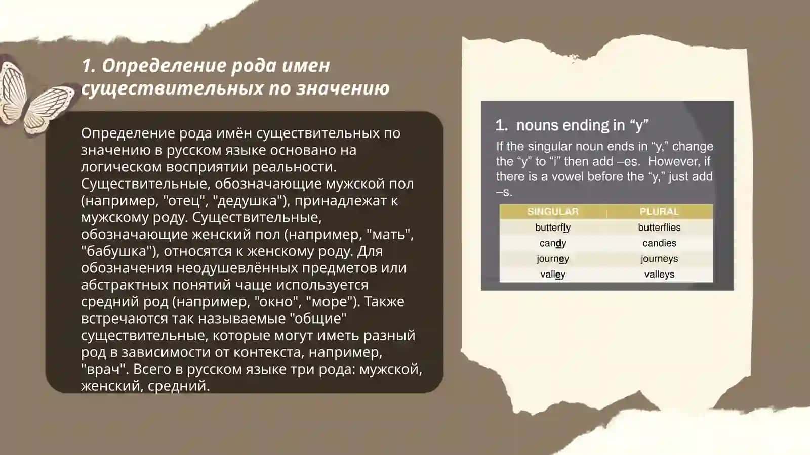 Определение рода имен существительных по значению 3