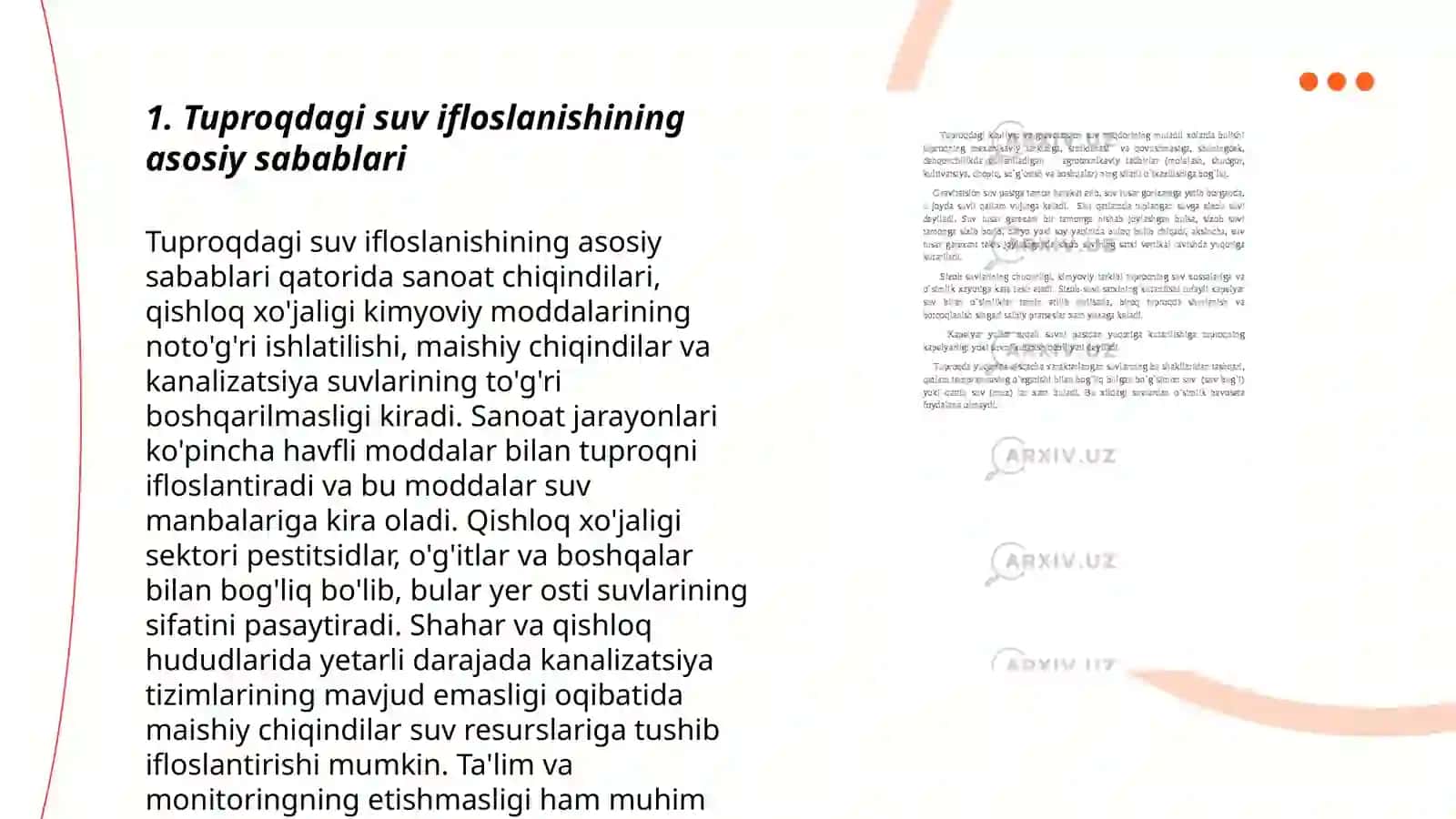 Tuproq suvning ifloslanishi ion bog'lanishi birikmalarni aniqlash 3