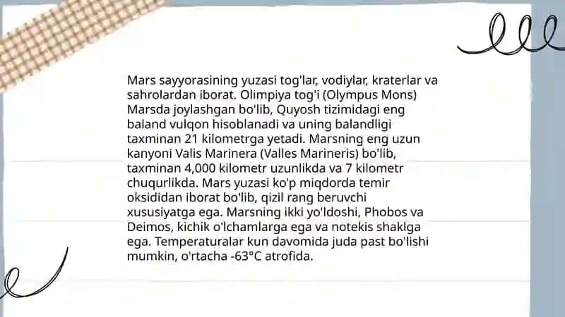 Mars sayyorasi tadqiqotlari 3