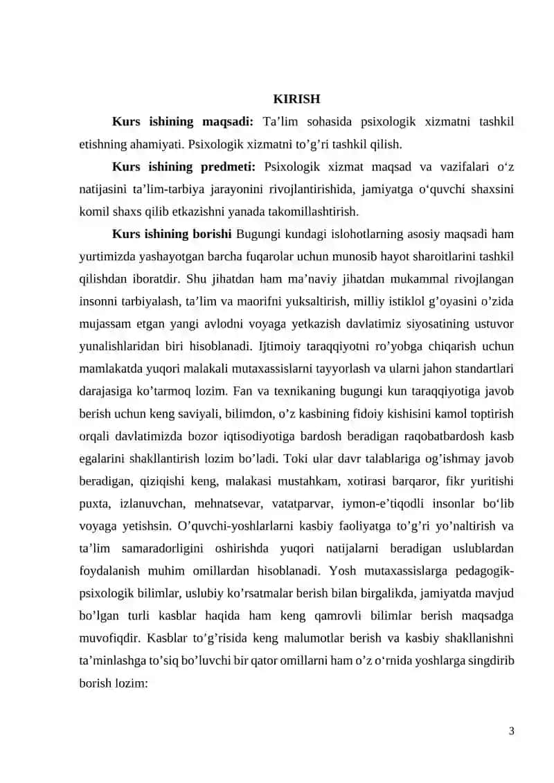 O‘QUVCHILARNING QOBILIYATI, LAYOQATI, QIZIQISHLARI VA KASB-HUNARGA MOYILLIKLARI ASOSIDA TO‘G‘RI KASB-HUNAR TANLASHLARIGA KO‘MAKLASHISH 3