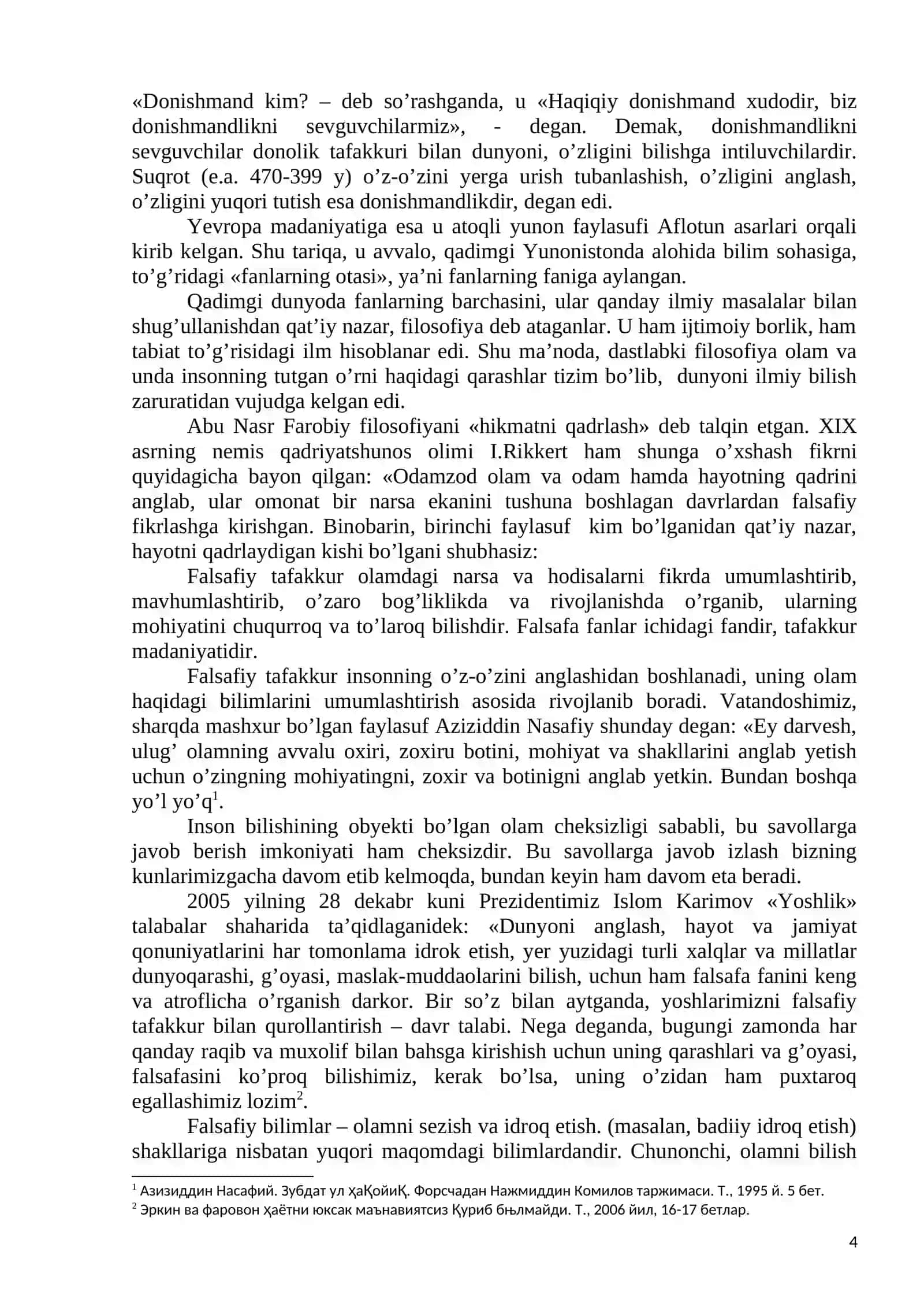 1-mavzu: Falsafaning baxs mavzulari, jamiyatdagi o’rni va asosiy vazifalari 3