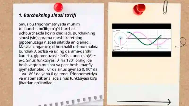 Burchakning sinusi,kosinusi, tangensi,kotangensi ta'riflari 3