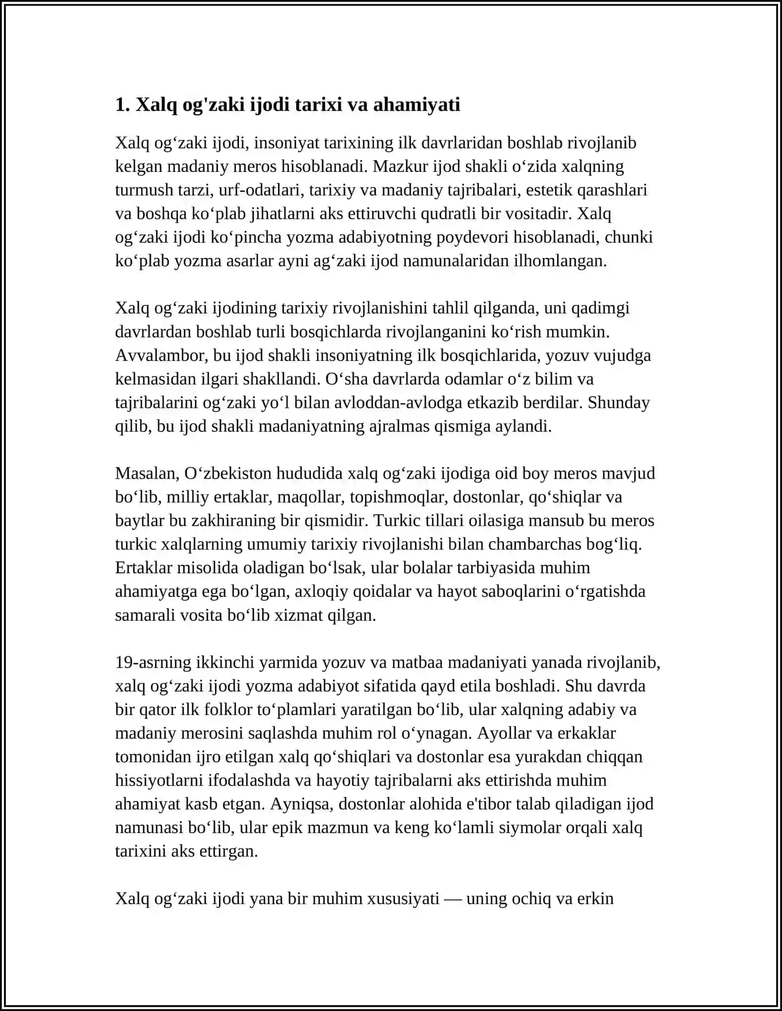 BOSHLANG'ICH SINF JARAYONIDA XALQ OG'ZAKI IJODI NAMUNALARIDAN FOYDALANISH 3