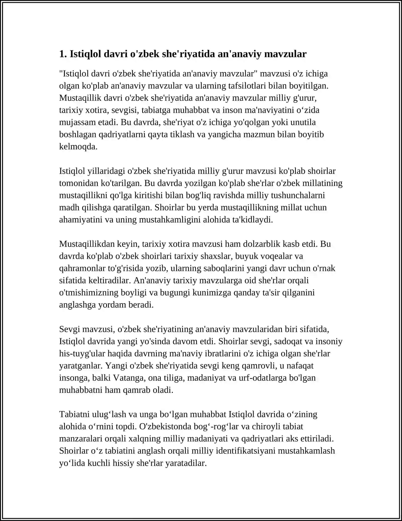 ISTIQLOL DAVRI O'ZBEK SHE'RIYATIDA AN'ANAVIY MAVZULAR 3