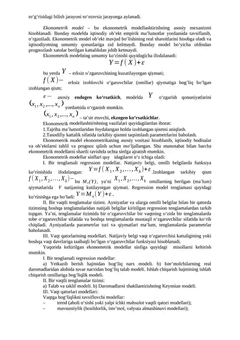 Ekonometrik modellashtirish asoslari 3