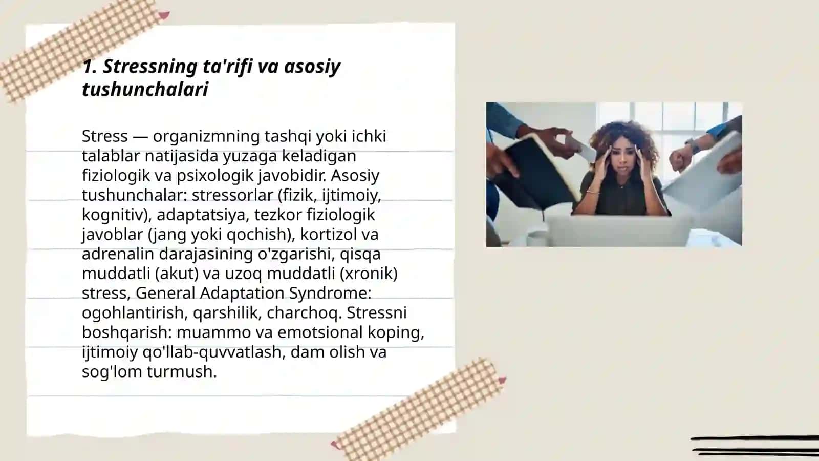 Stressning ta'rifi va asosiy tushunchalari 3