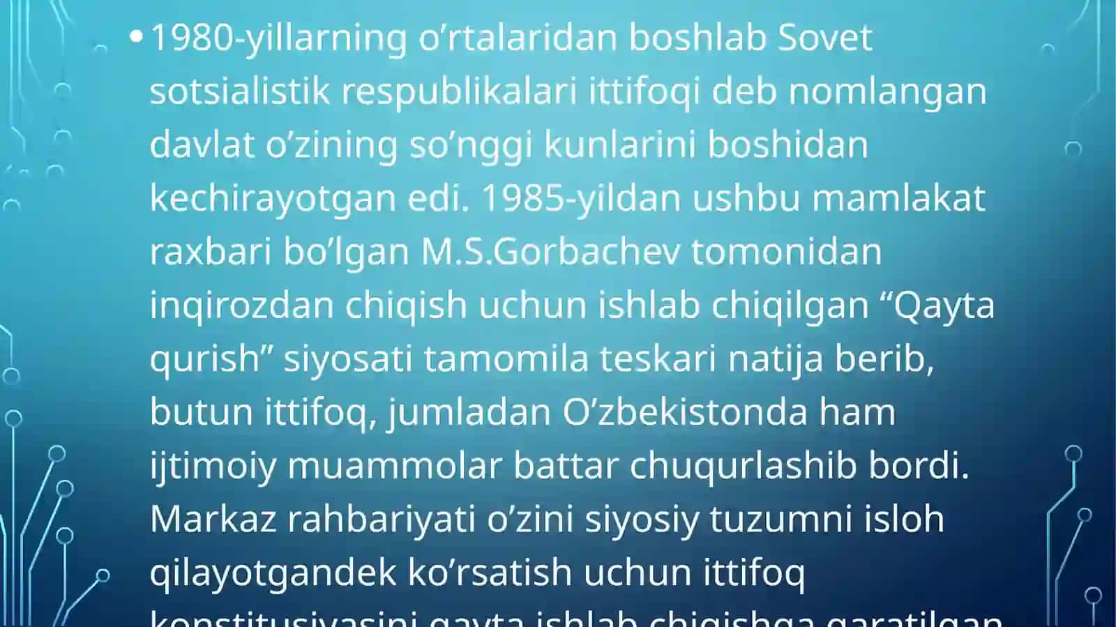 Mustaqil Oʻzbekiston Respublikasi tashkil topishining tarixiy ahamiyati 3