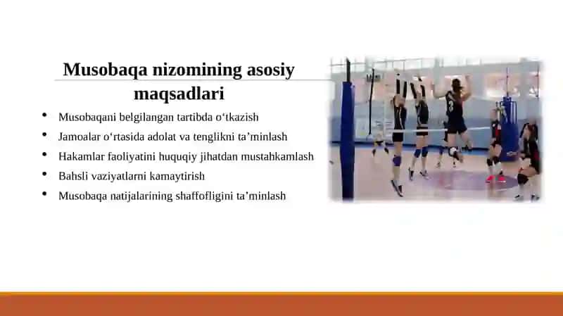 Voleybol musobaqalarida musobaqa nizomini tuzish va hakamlik qilish 3
