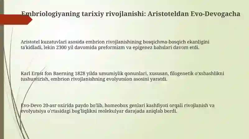 Hayvonlardaembriologiyafanitarixi.Hujayralartuzilishirivojlanishitaraqqiyoti 3