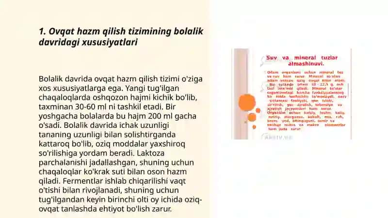 Ovqat hazm qilish tizimining yosh xususiyatlari va ovqatlanish gigiyenasi 3