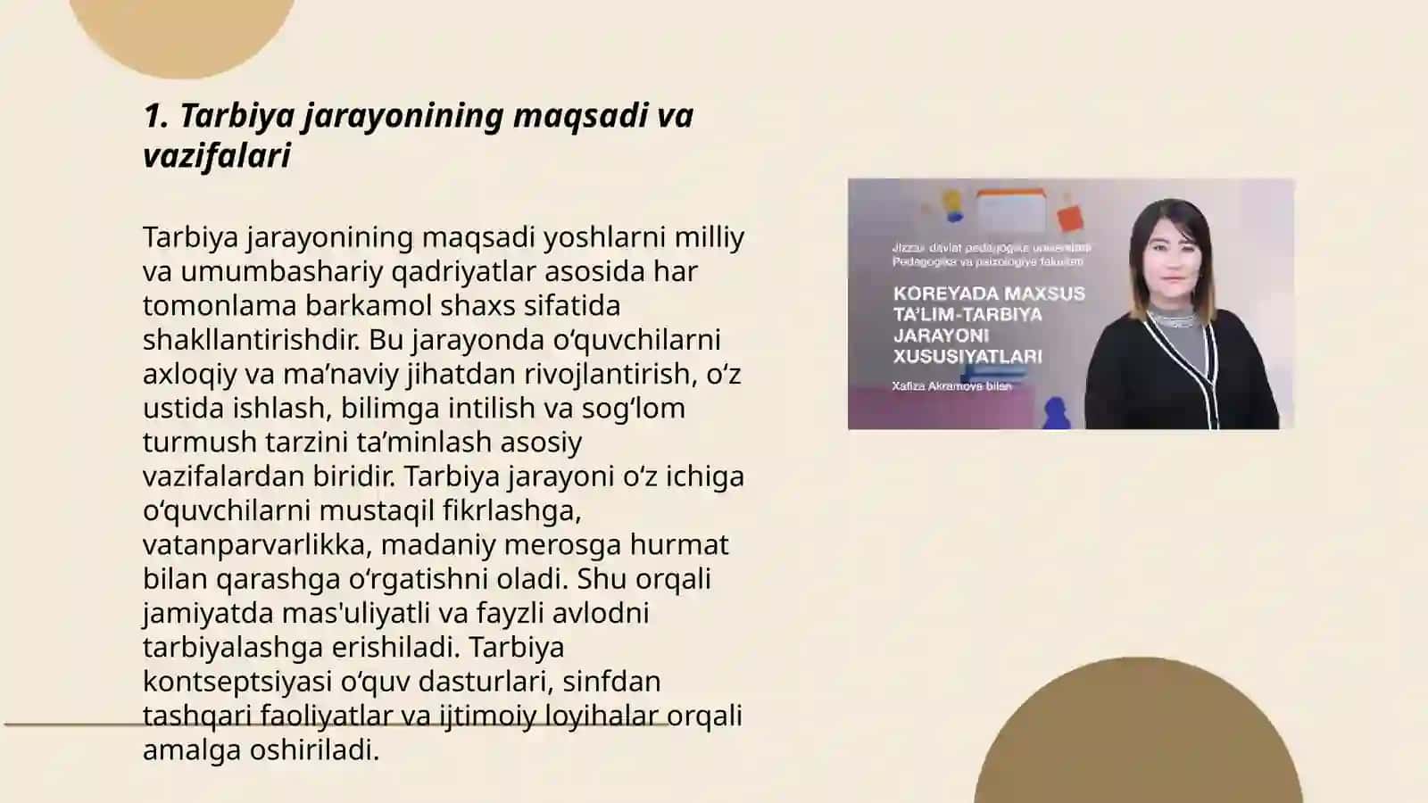 Tarbiya jarayonining o'ziga xos xususiyatlari 3