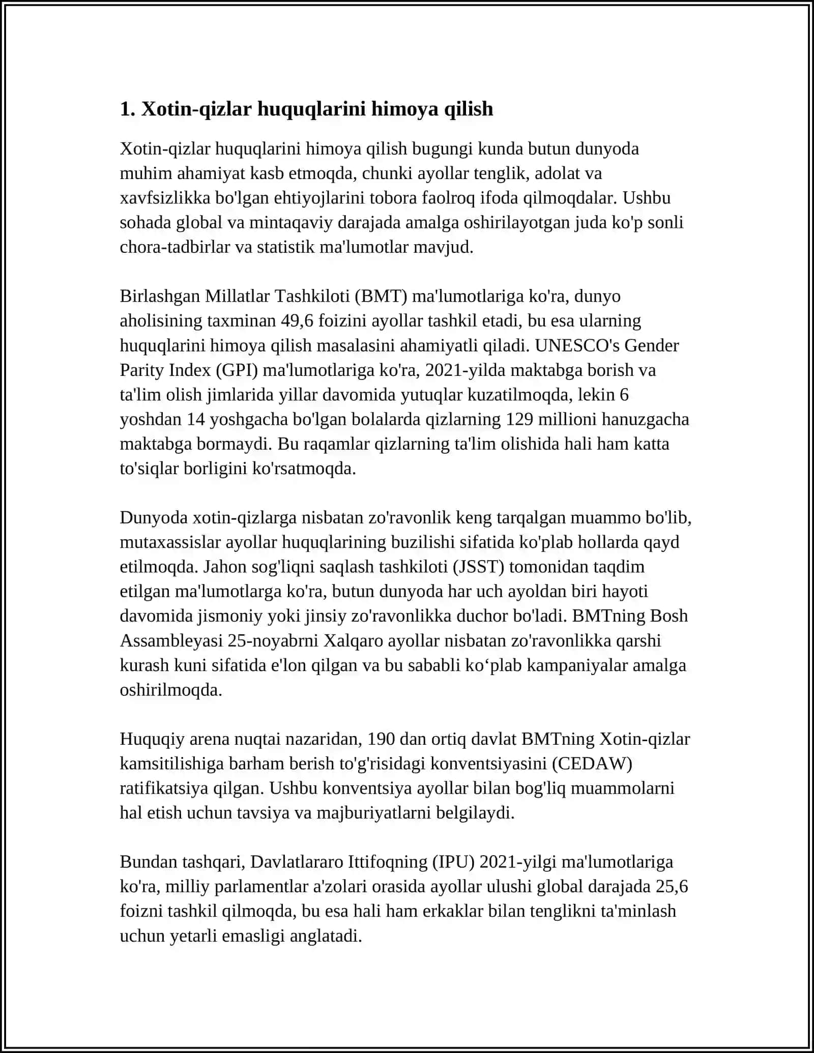 O'ZBEKISTONDA XOTINI-QIZLAR IJTIMOIY-SIYOSIY FAOLLIGINI QO'LLAB QUVVATLASH 3