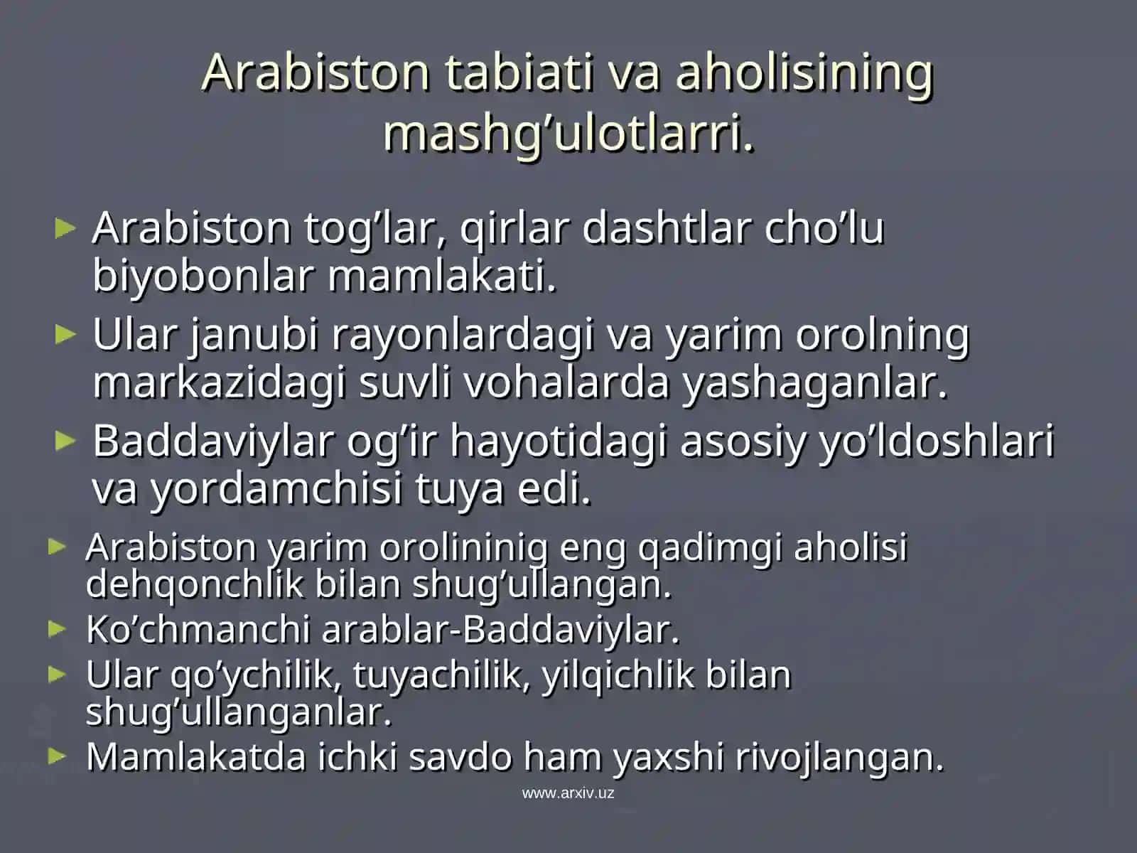 Islom diniga qadar arablarning ijtimoiy iqtisodiy ahvoli 3