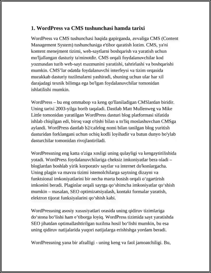 WORDPRESS VA CMS WORDPRESSNI O'MATISH 3