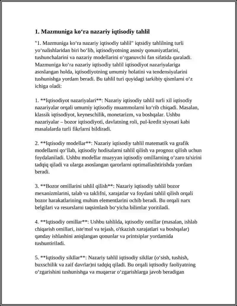 IQTISODIY TAHLILNI MAZMUNIGA, DAVRIGA, OB’EKTI VA SUB’EKTLARIGA KO‘RA TURLARI 3