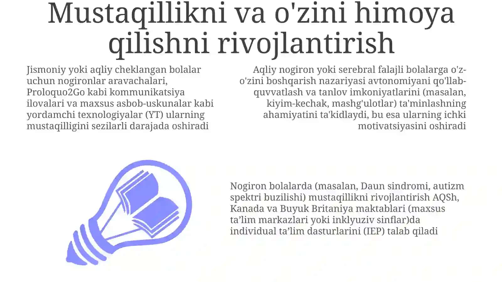 Aqliy nogiron yoki serebral falajli bolalarga o'z-o'zini boshqarish nazariyasi 3