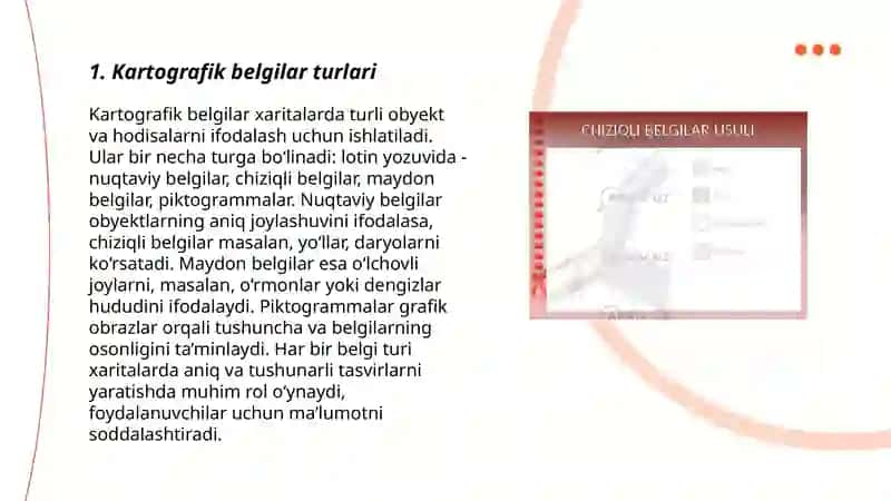 Kartografik belgilar va kartografik tasvirlash usullari 3