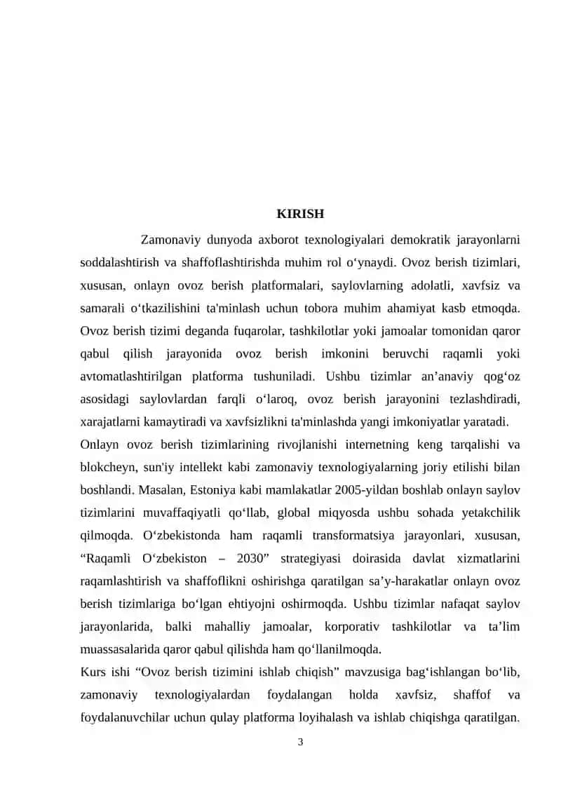 Ovoz berish tizimini ishlab chiqish. 3