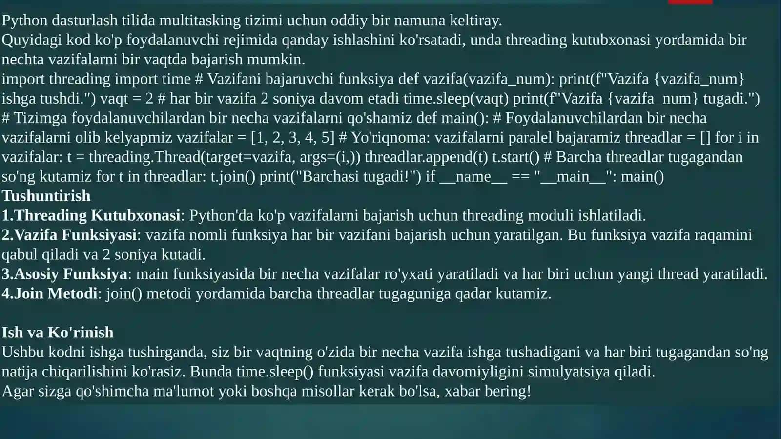 MULTIDASTULA AJRATILGAN VAQT TIZIMLARDAKOʻPFOYDALANUVCHIREJIMI 3