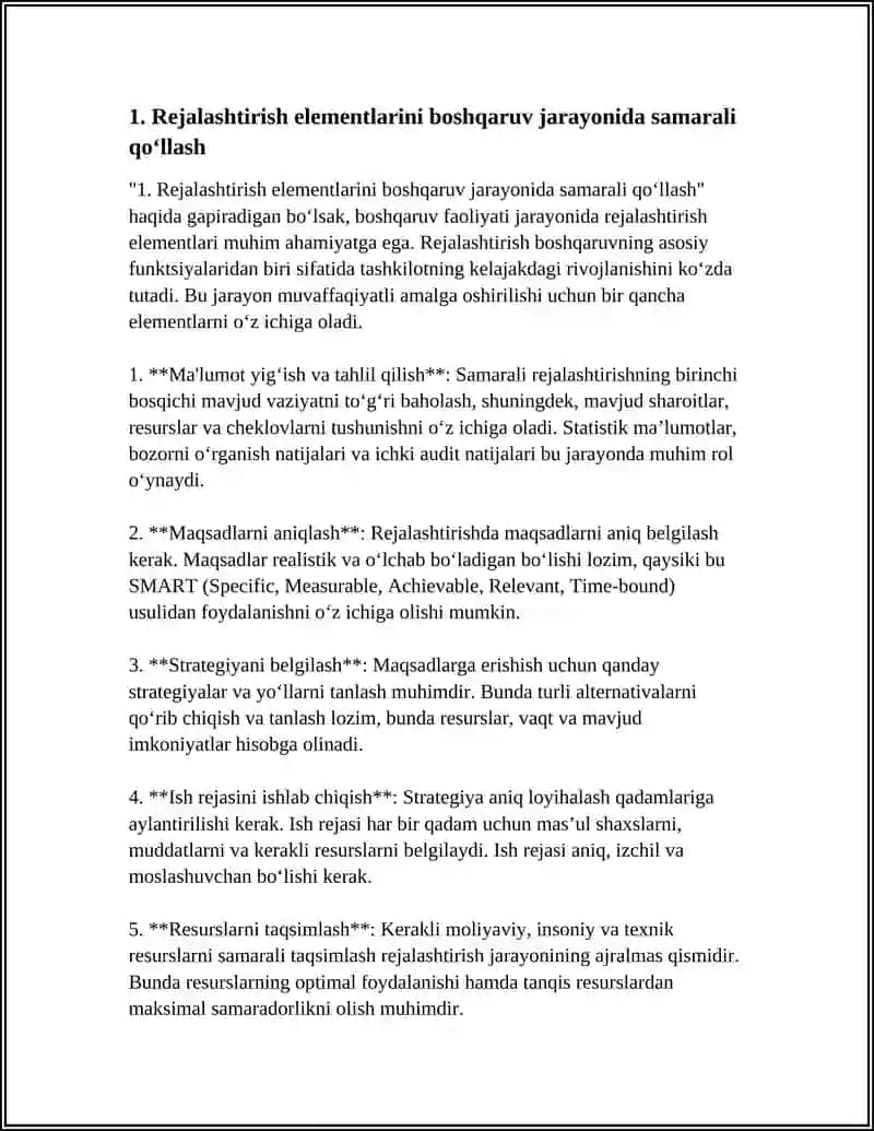 BOSHQARUV FALOLIYATI ELEMENTLARNI VA ULARDAN BOSHQARUV JARAYONIDA SAMARALI FOYDALANISH 3