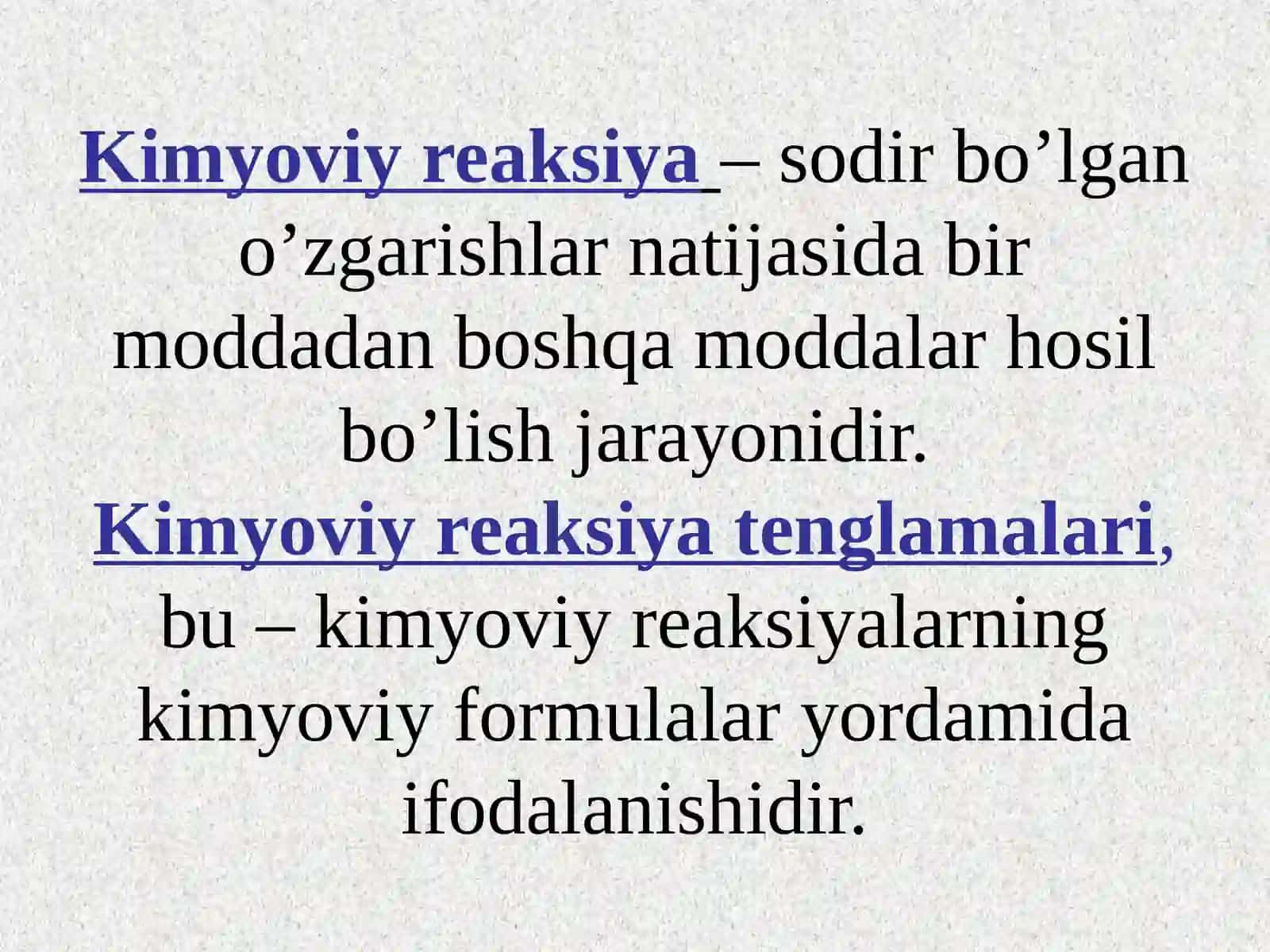 Kimyoviy reaksiya tenglamalari va kimyoviy muvozanat 3