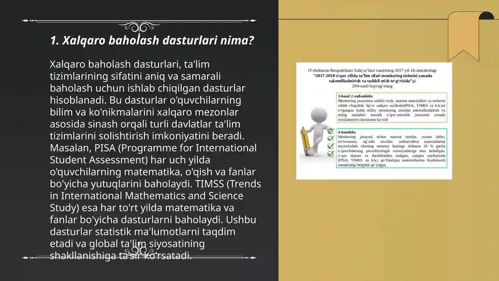 Xalqaro baholash dasturlari doirasida hukumat qarorlarining mazmun va mohiyati 3
